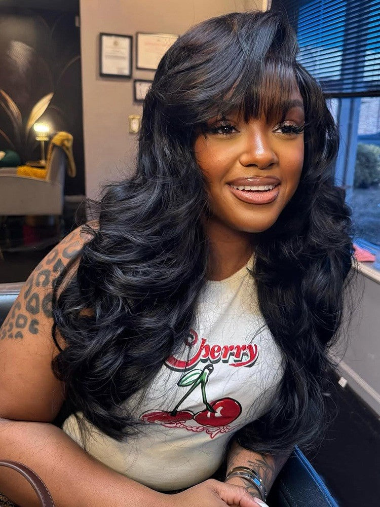 Pre Styled Side Part Loose Wave Glueless Layered Cut Wear And Go Human Hair Wig