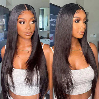 Women Human Hair Wigs Glueless Undetectable Full Lace Front Straight Long Wig UK