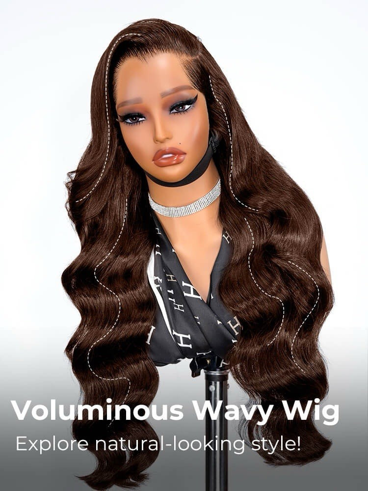 M Hairline Side Part #4 Dark Brown Body Wave 13x6 Lace Frontal Wigs