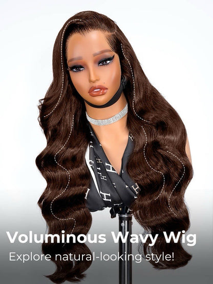 M Hairline Side Part #4 Dark Brown Body Wave 13x6 Lace Frontal Wigs