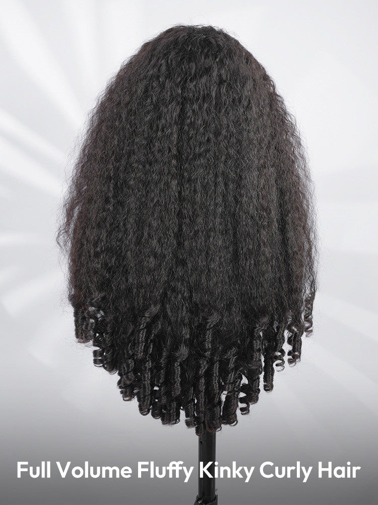 Glueless Kinky Curly Wig With Spiral Curly Ends Human Hair 300% Full Density 