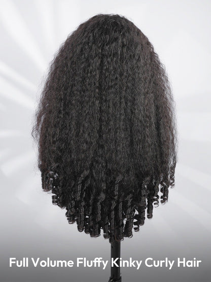 Glueless Kinky Curly Wig With Spiral Curly Ends Human Hair 300% Full Density 