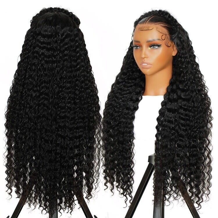 Human Hair Glueless Pre Styled Pre Cut Lace Ready To Wear Wig Deep Wave Women