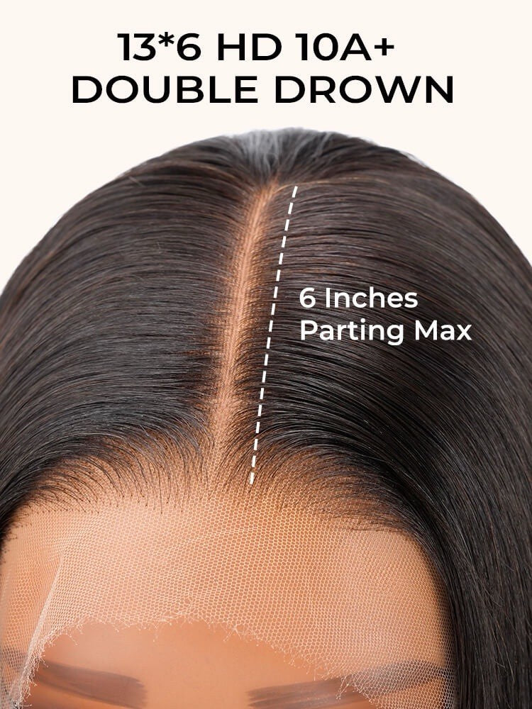 Super Double Drawn 13x6 Parting Max HD Lace Front Silky Straight Human Hair Wig
