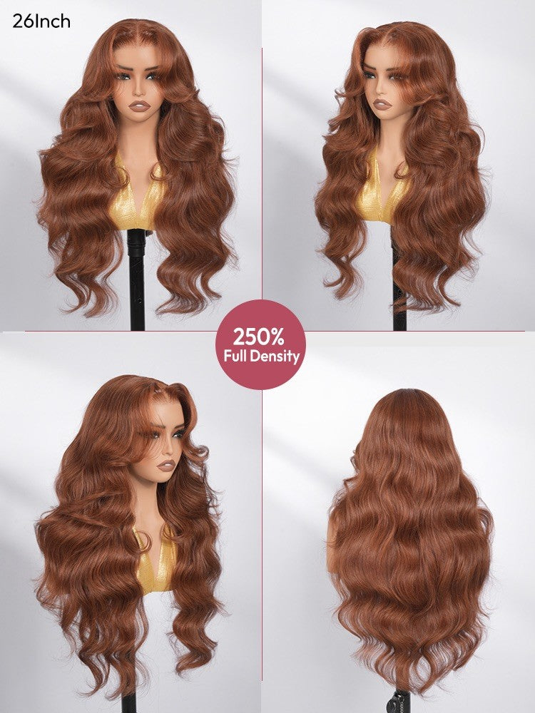 Pre Styled Layered Cut Loose Wave Caramel Brown Glueless Wig 250% Density 