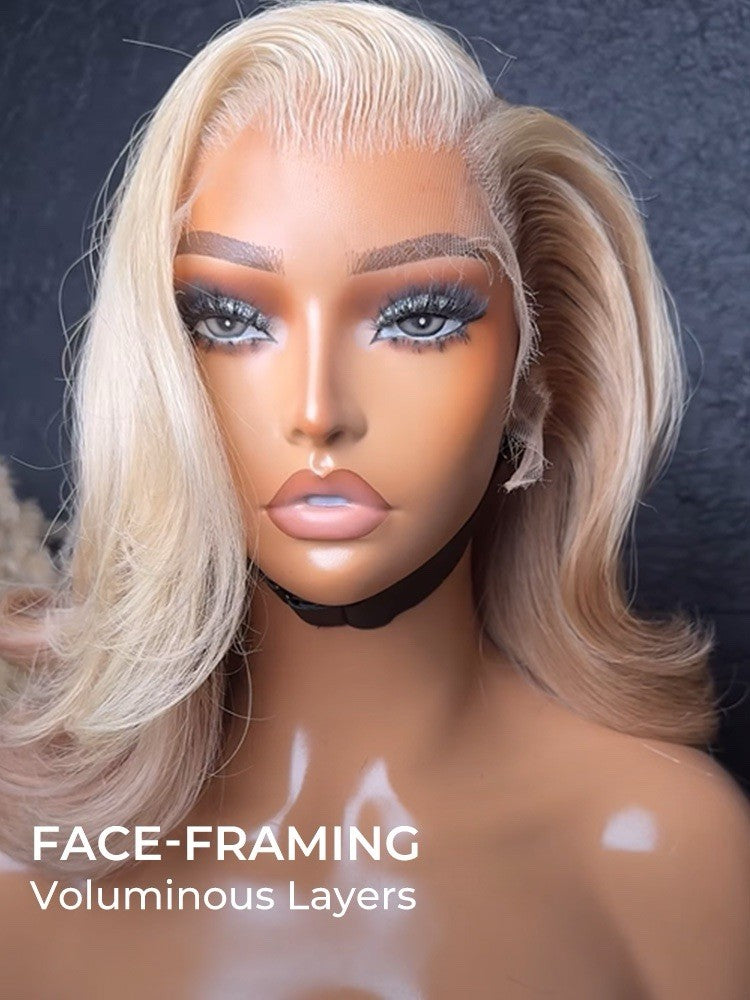 Layered Cut Butterfly Cut M Hairline Highlight Rose Gold 13*6 Lace Wig