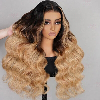 Human Hair Wigs Wig Women Glueless Lace Front Wavy Long UK Highlights Blonde