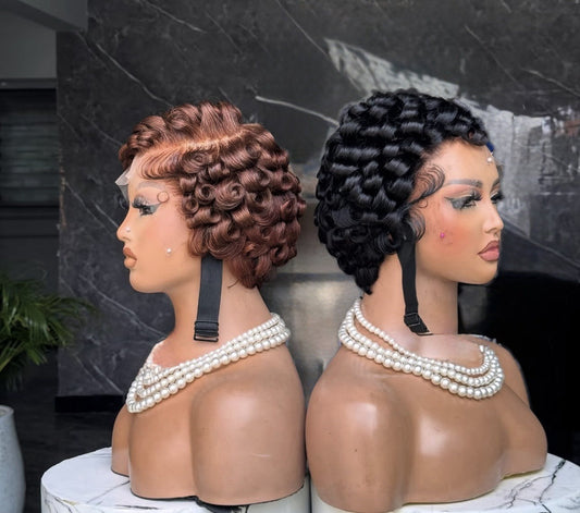 Pixie Cut Human Hair Pre Styled Ready To Wear Short Wig