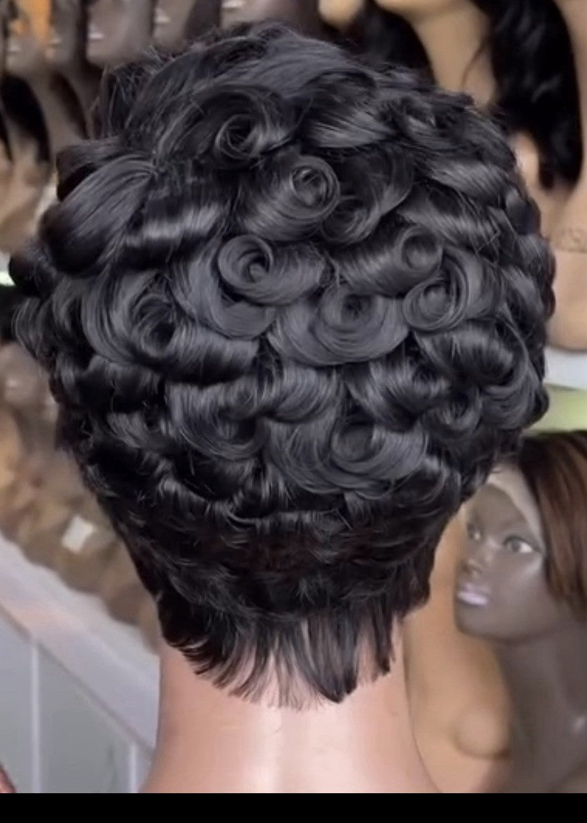 Pixie Cut Human Hair Pre Styled Ready To Wear Short Wig