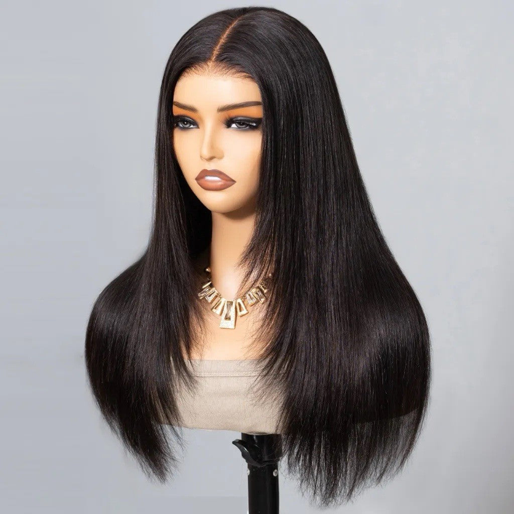 250% Straight Hair With Layers Shoulder Length Glueless Human Hair HD Lace Wig