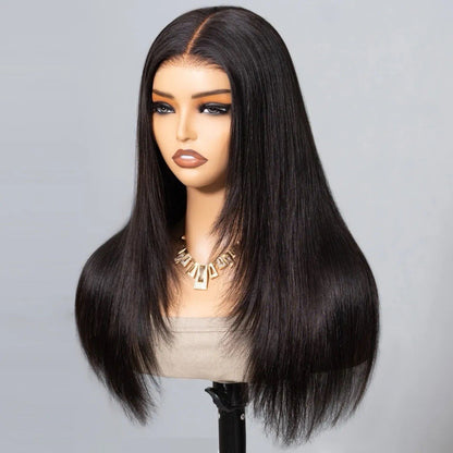250% Straight Hair With Layers Shoulder Length Glueless Human Hair HD Lace Wig