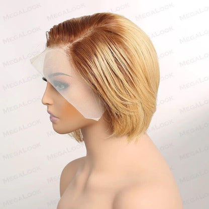 Human Hair Wig Wigs Women Wear & Go Pixie Lace Front Short Wig UK Straight