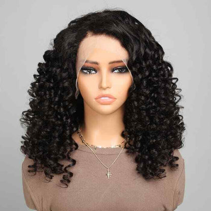 Women Human Hair Wig Glueless Funmi Spiral Curly Full Lace Front Long Wigs UK