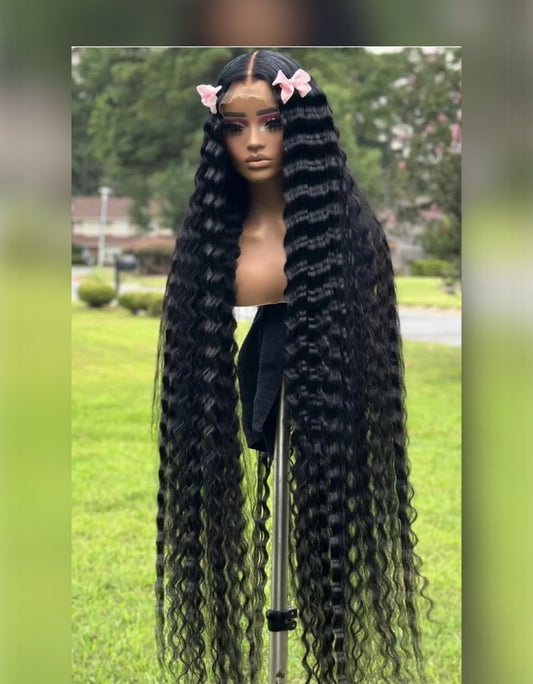 50 Inches Voluminous Deep Wave HD Lace Frontal Wig Super Long Human Hair 300%