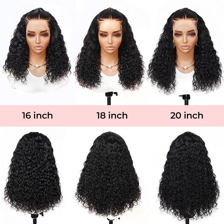 Women Human Hair Wigs Glueless Pre Cut Lace Front Pre Styled Wear Go Curly Wig