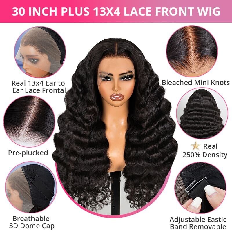 Human Hair Wigs Lace Front Wigs 30inch 36inch Deal Extra Long Women Wigs UK Wavy