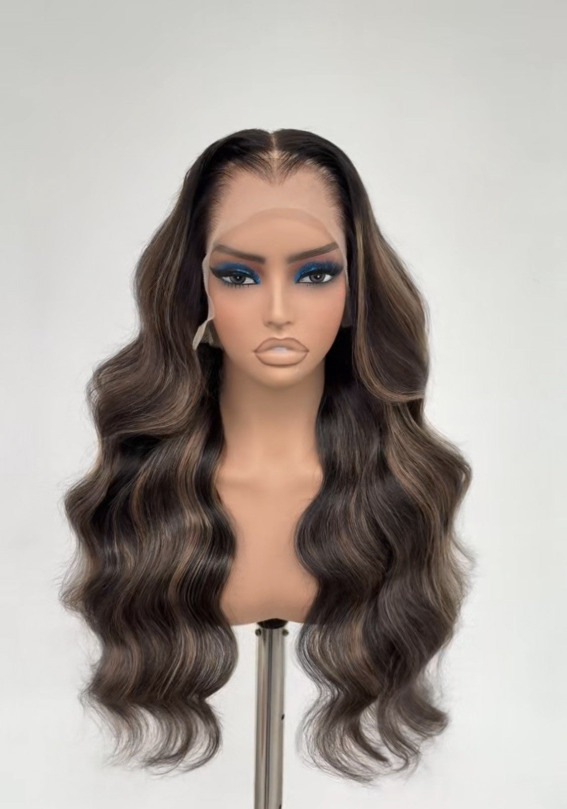 Lagos Hairline Pre Styled Glueless Wavy Human Hair 250% Density Wig Balayage 