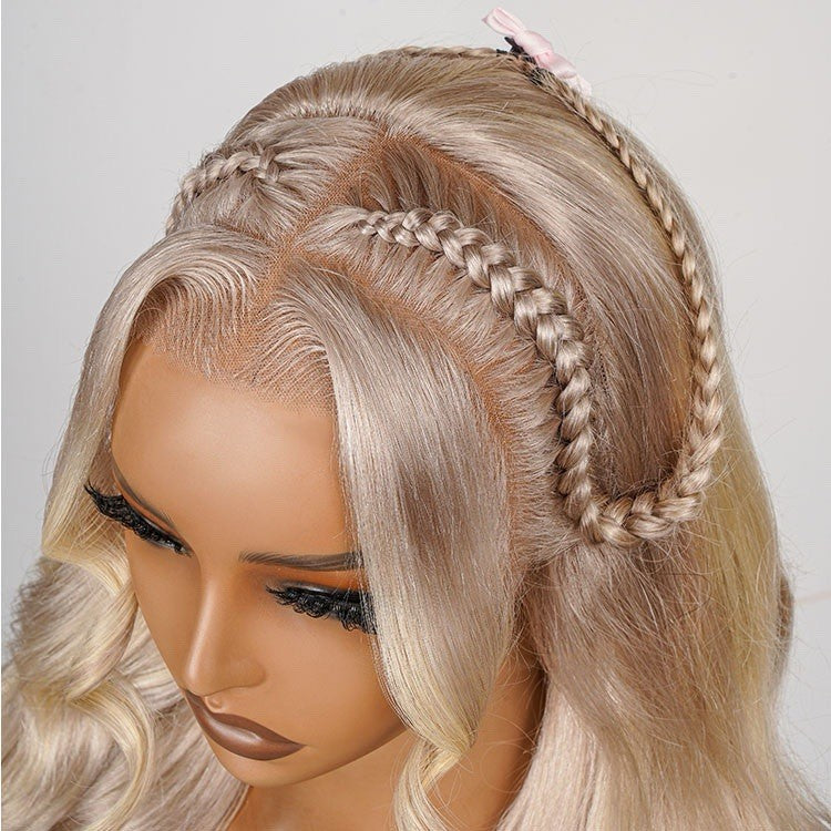 P18/613 Blonde Highlight Fishtail Braid Princess Haircut 13*4 Frontal Wig