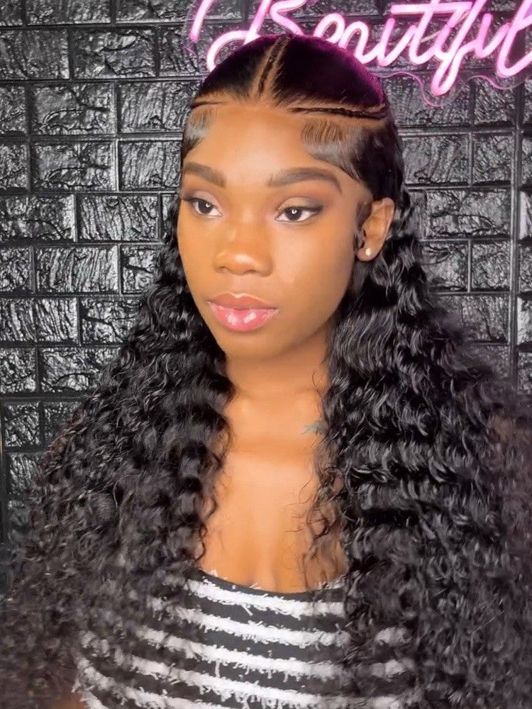 250% Density Pre Styled Ready To Go Bleached Pre Cut Lace Pre Braided Curly Wig