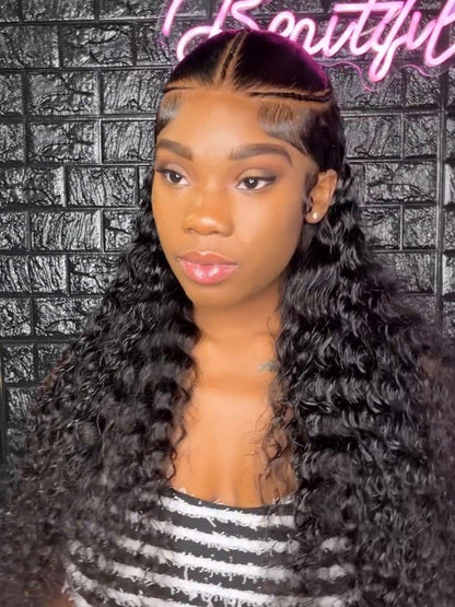 250% Density Pre Styled Ready To Go Bleached Pre Cut Lace Pre Braided Curly Wig