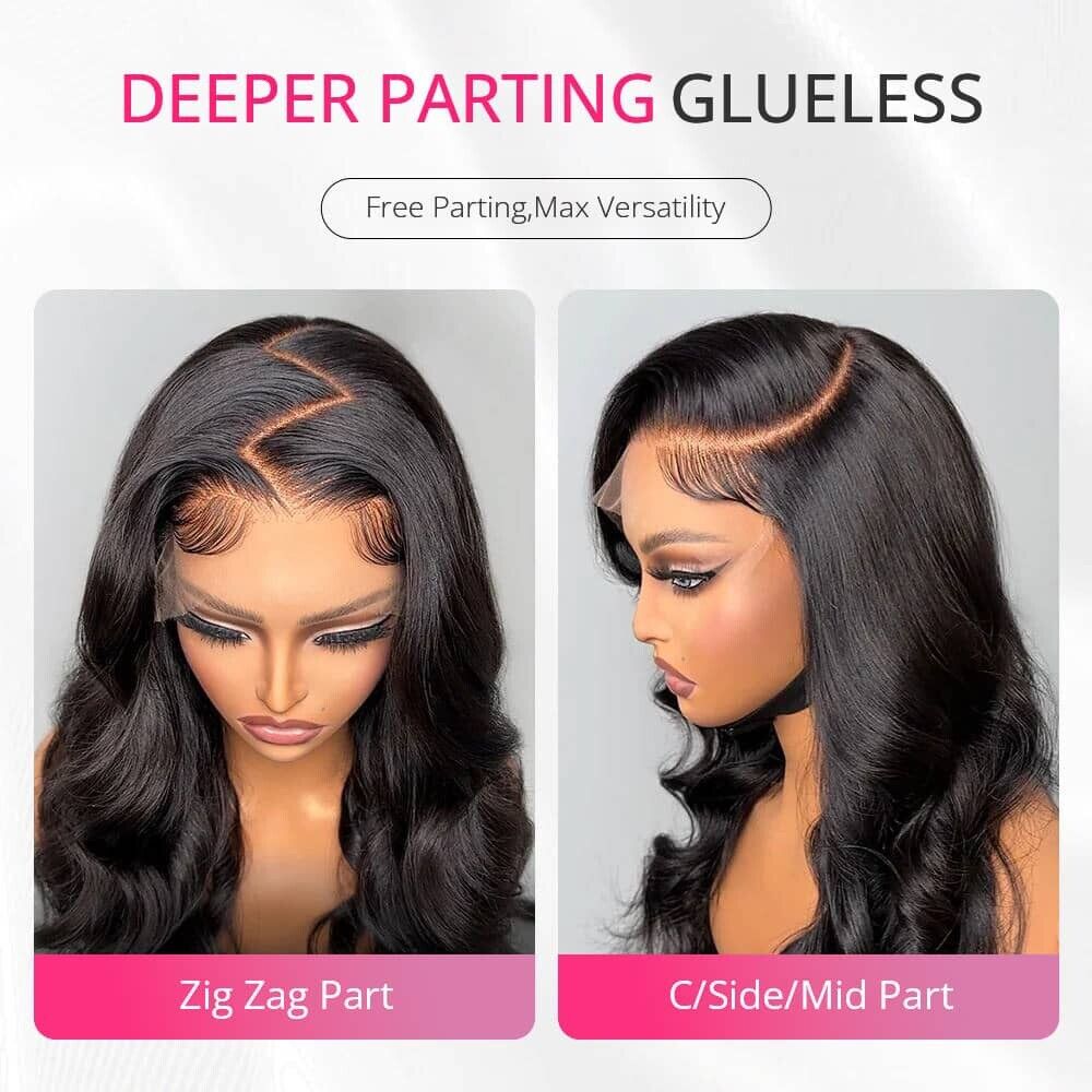 Women Human Hair Wigs Glueless Lace Front Wear Go Wavy Long Short Wig UK