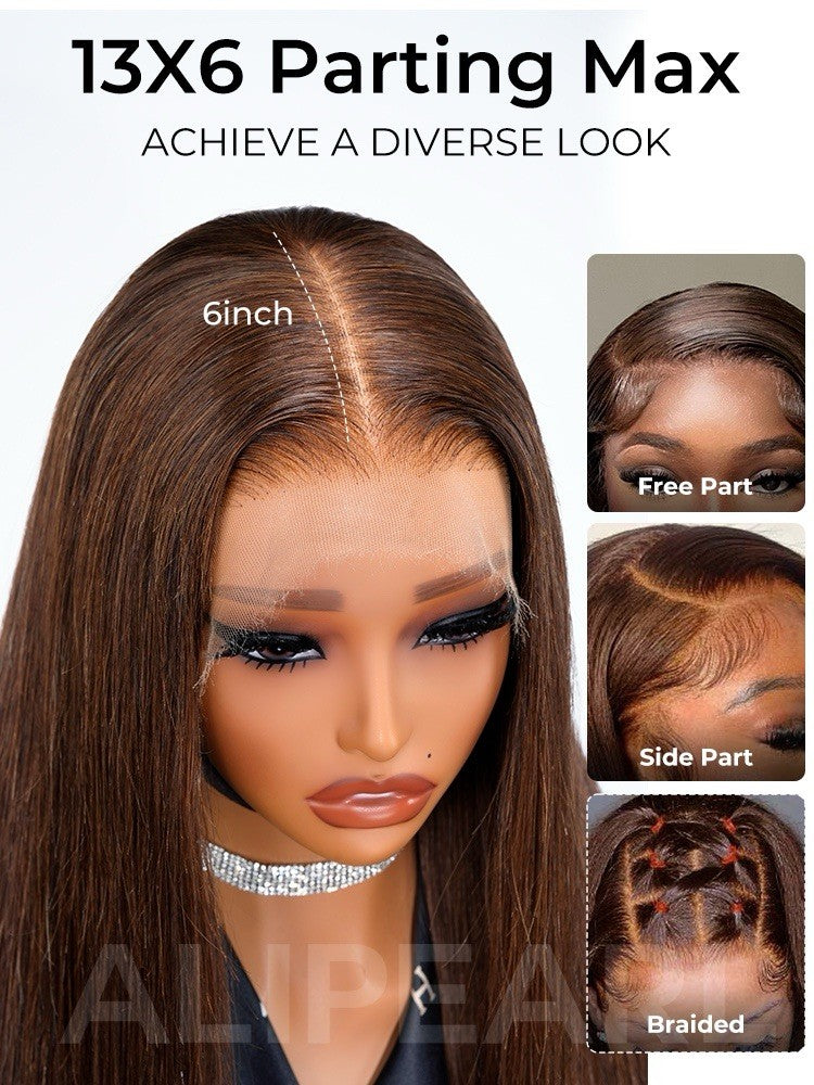 Super Long 50inch 300% Density Chocolate Brown 13x6 HD Lace Front Wig Human Hair