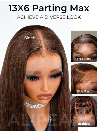 Super Long 50inch 300% Density Chocolate Brown 13x6 HD Lace Front Wig Human Hair