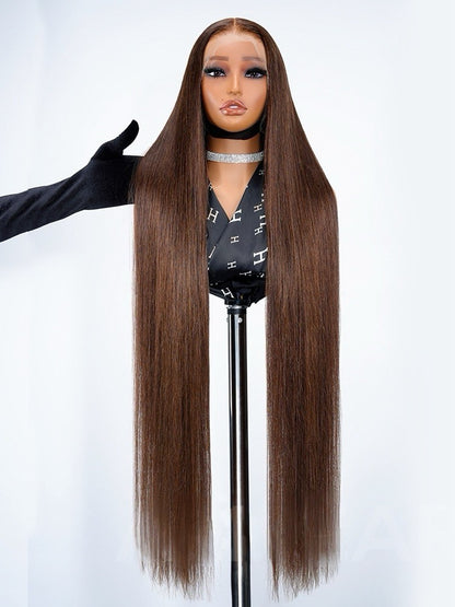 Super Long 50inch 300% Density Chocolate Brown 13x6 HD Lace Front Wig Human Hair