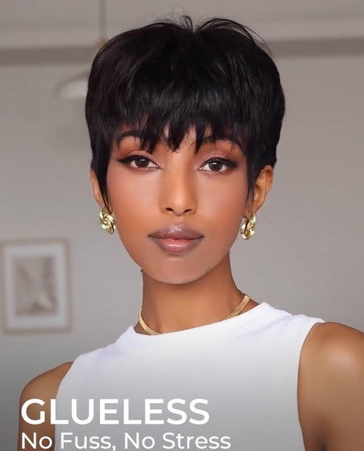 Human Hair Wig Wigs Women Wear & Go Pixie Lace Front Short Wig