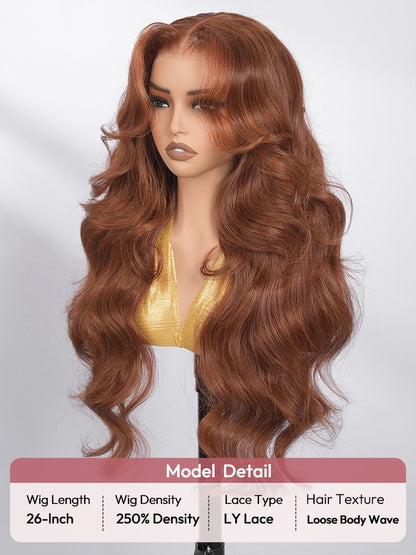Pre Styled Layered Cut Loose Wave Caramel Brown Glueless Wig 250% Density 