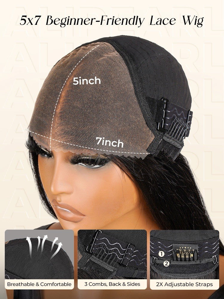 Ready To Wear Curtain Bang Body Wave Glueless Lace Wig Ready To Wear With Layers