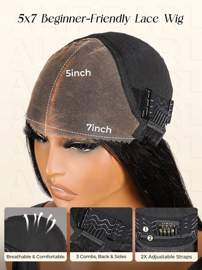 Ready To Wear Curtain Bang Body Wave Glueless Lace Wig Ready To Wear With Layers
