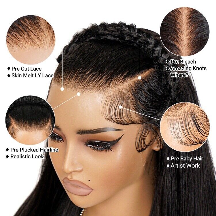 Human Hair Glueless Pre Styled Pre Cut Lace Ready To Wear Wig Deep Wave Women