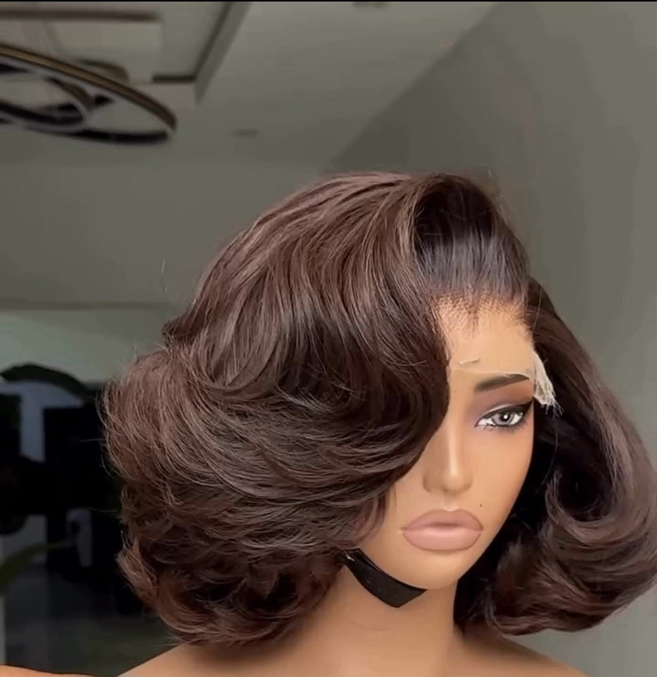 Raw Vietnamese SDD Layered Cut Lace Front Glueless Bob Wig 400% Full Density