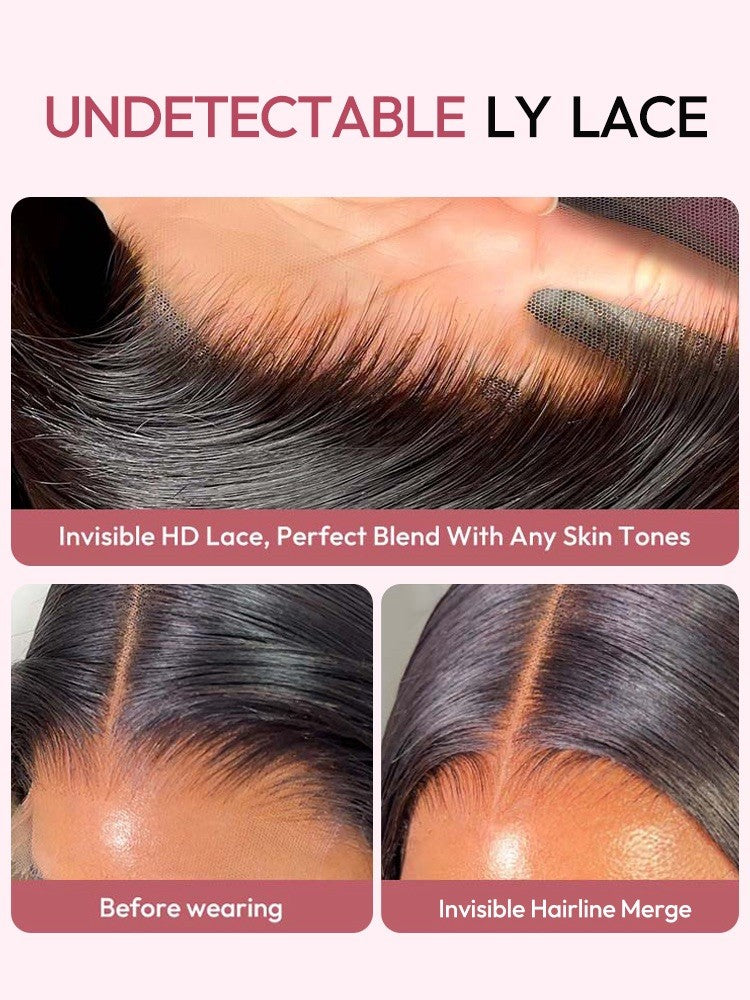 Layered Super Invisible Lace 5*5 Front Human Hair Glueless Wig Straight 250% 