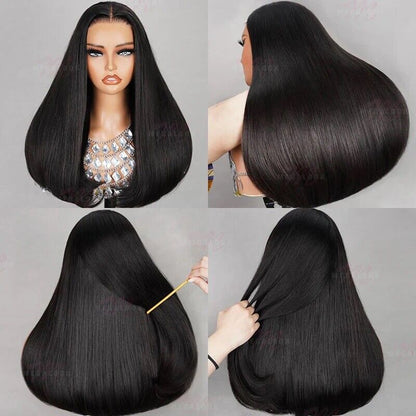 Human Hair Wigs Glueless Women Lace Front Straight Wear And Go Short Wig UK