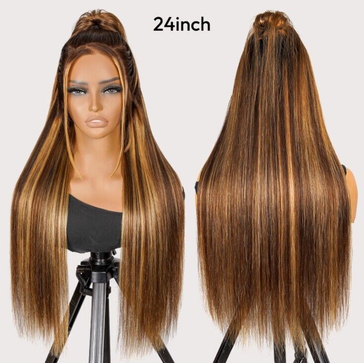 Human Hair Wigs Glueless Customised Pre Styled Honey Blonde Lace Front Wig 250%