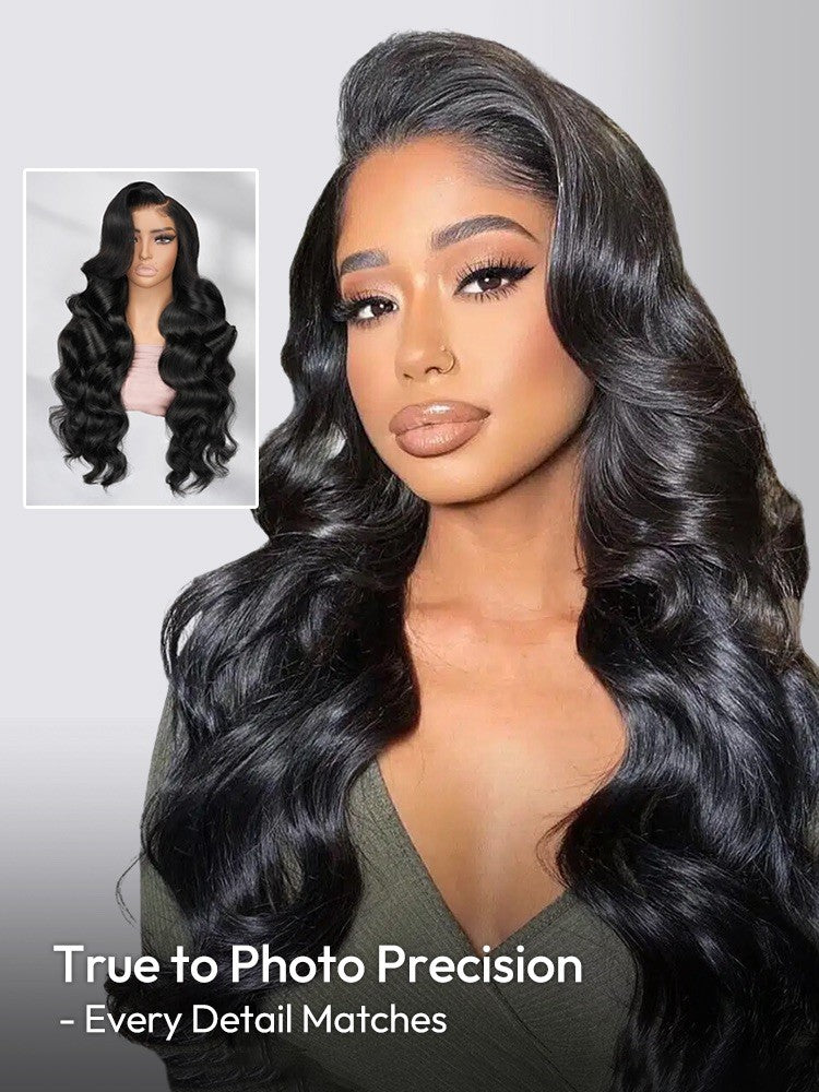 Pre Styled Undetectable Glueless Lace Wavy Human Hair 300% Full Density Wig