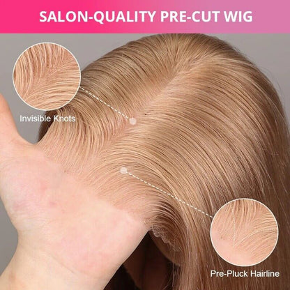 Human Hair Wigs Glueless Women Lace Front Straight Wear And Go Short Wig UK