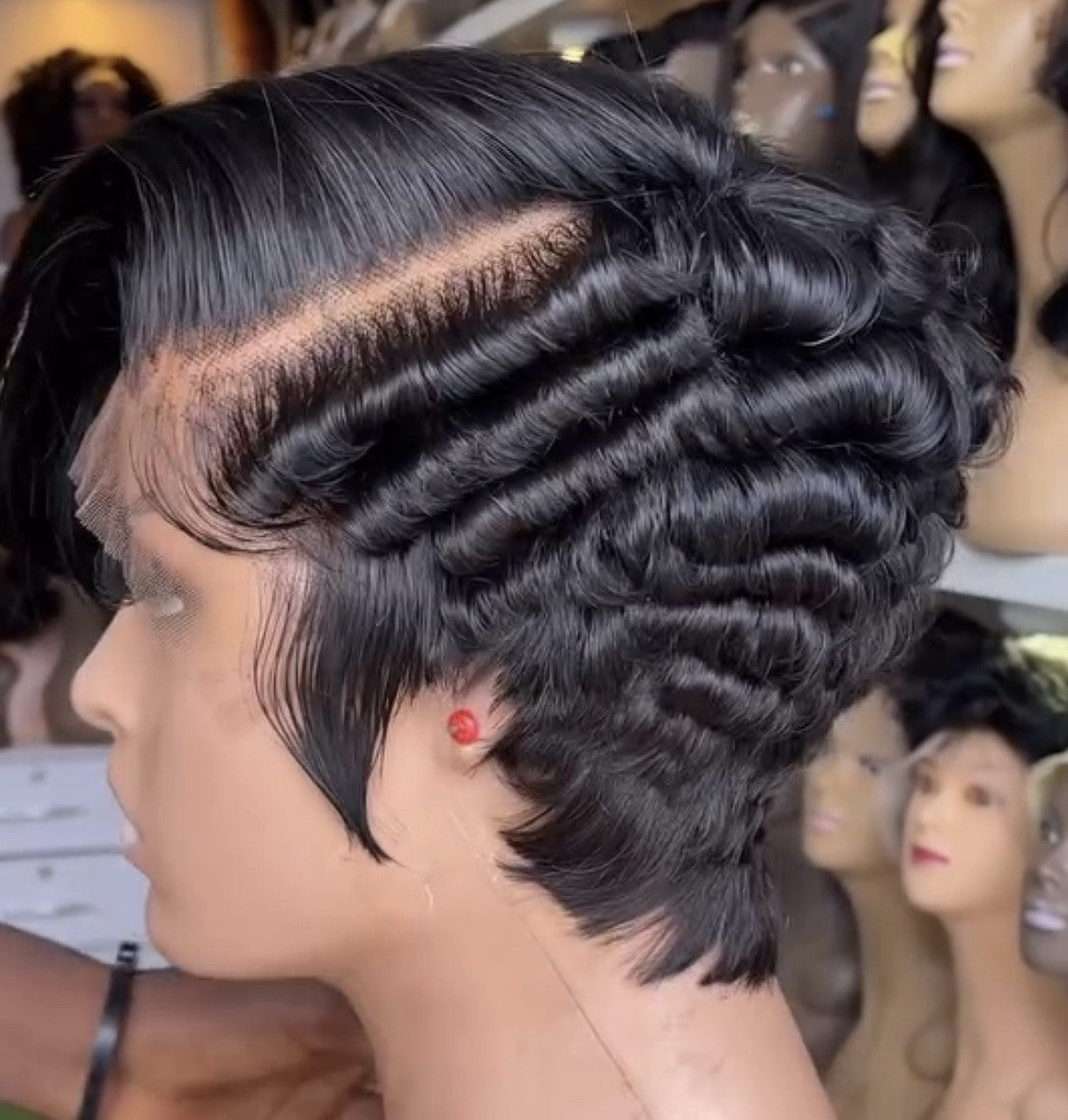 Pixie Cut Human Hair Pre Styled Ready To Wear Short Wig