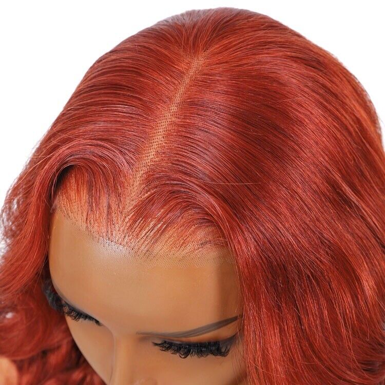 Human Hair Glueless Ready to Go Wig Maple Red 9*5 Lace Wig 180% Density Women