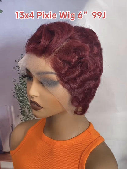 Pixie Cut Human Hair Pre Styled Ready To Wear Short Wig