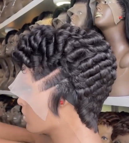 Pixie Cut Human Hair Pre Styled Ready To Wear Short Wig