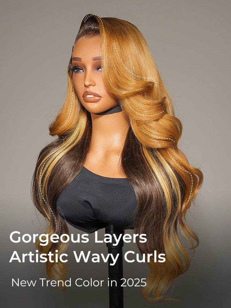 Highlights Body Wave Amber Cocoa M Hairline With Widow's Peak 13x6 Lace Wig