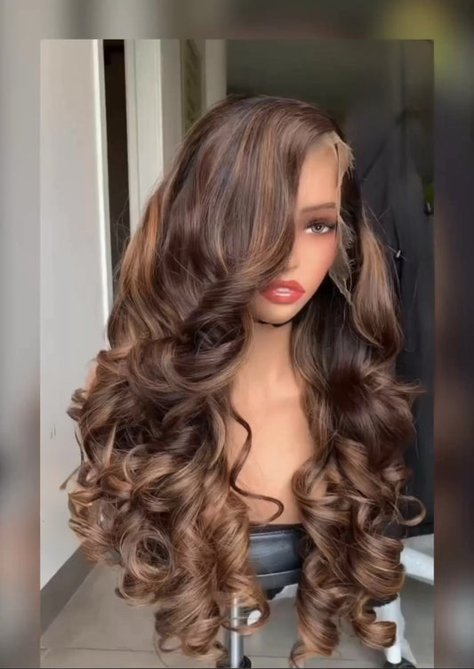 Raw Vietnamese SDD Bouncy Curly Glueless Lace Front Wig 300% Density 30inch Wig