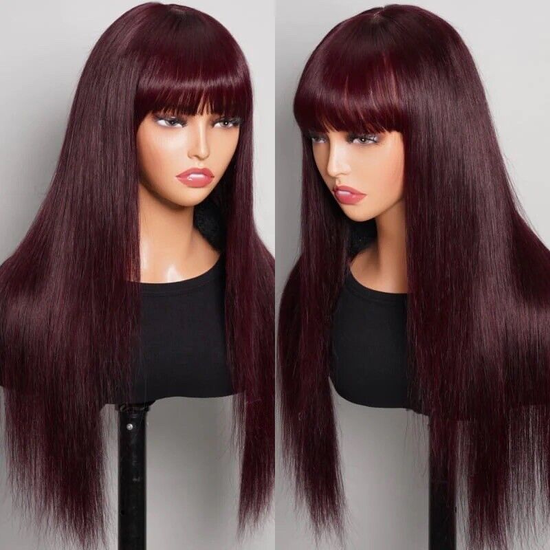 Human Hair Wigs Wig With Bang Glueless Wear And Go Women UK