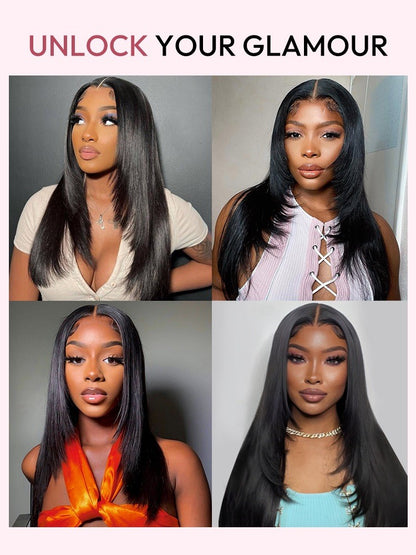 Layered Super Invisible Lace 5*5 Front Human Hair Glueless Wig Straight 250% 