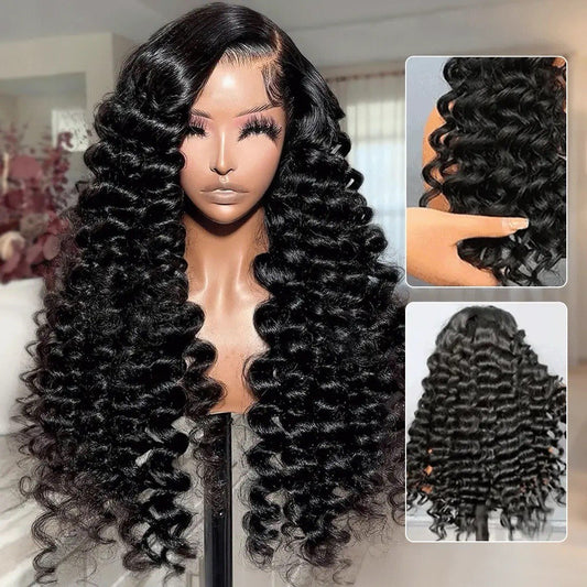 Bouncy Fluffy Deep Wave Voluminous Density Pre Cut Lace Ready To Wear Wig
