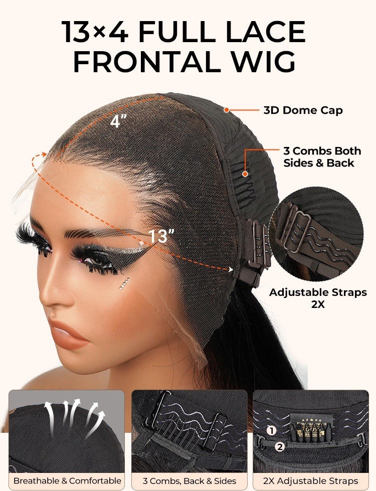 Pre Styled Straight Hairstyle With Curly Ends 13x4 Lace Front Wig