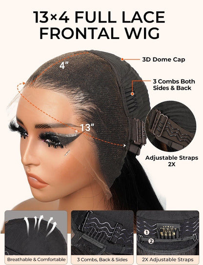 Pre Styled Straight Hairstyle With Curly Ends 13x4 Lace Front Wig